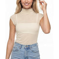 High Neck Short Sleeve Sheer Fitted Mesh Top