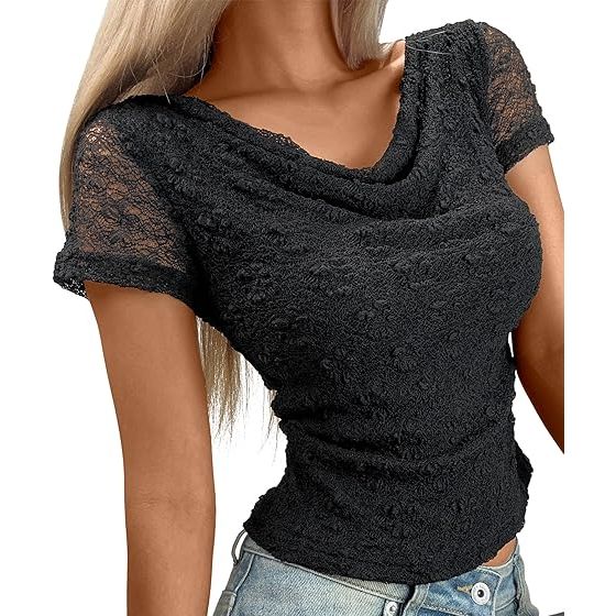 Crochet Lace Ruched Front Crop Top